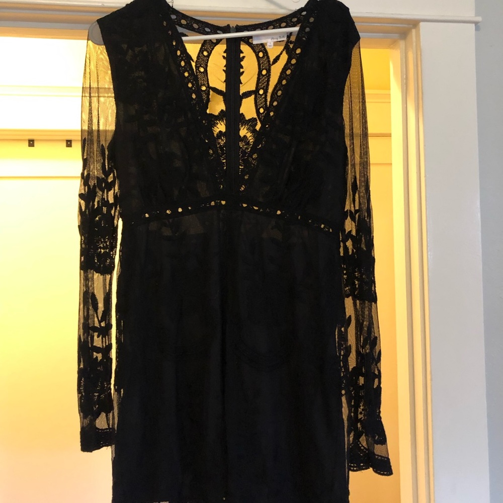Black lace mini dress